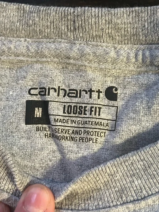 Carhartt Pocket T-Shirt Men’s Medium Loose Fit Grey Workwear Basic Tee - Picture 3 of 11